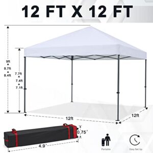 COOSHADE Durable Easy Pop Up Canopy Tent 12x12Ft(White)