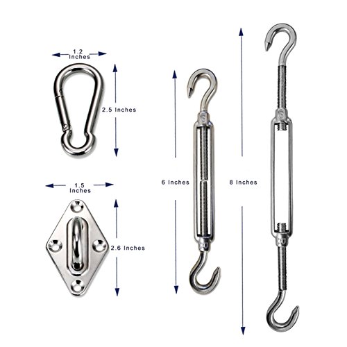 LOVE STORY Hardware Kit 6 Inches 316 Stainless Steel for Rectangle and Square Sun Shade Sail Installation