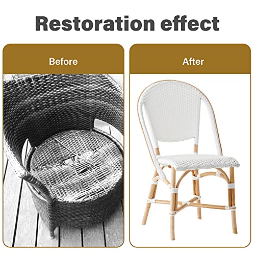 Wicker Repair Material， Flat Synthetic Rattan Weaving Material Plastic Rattan for Knit and Repair Chair Table,Storage Basket,Ect (White A)