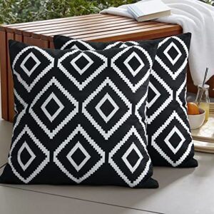 cygnus 18×18 inch black and white outdoor waterproof pillow covers modern geometry decorative for patio furniture outside sunbrella set of 2