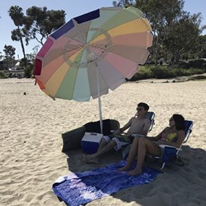 EasyGo 8 Foot HEAVY DUTY HIGH WIND Beach Umbrella - Giant 8' Beach Umbrella with Sand Anchor & Carrying Bag -Sturdy Pole