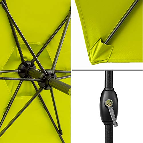 SUNVIVI OUTDOOR 7.5 Ft Patio Umbrella Outdoor Market Table Umbrella Luxury Aluminum Pole Umbrella with Push Button Tilt and Crank, 6 Ribs, Polyester Canopy, Lime Green