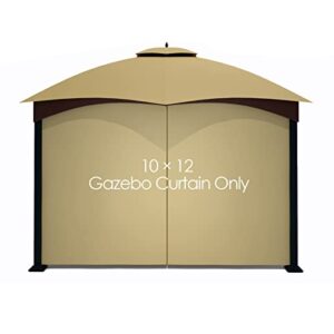 tanxianzhe gazebo replacement privacy curtain with zipper outdoor universal privacy panel sidewall for 10′ x 12′ gazebo (khaki)