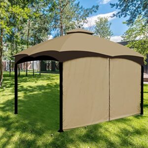 Tanxianzhe Gazebo Replacement Privacy Curtain with Zipper Outdoor Universal Privacy Panel Sidewall for 10' x 12' Gazebo (Khaki)