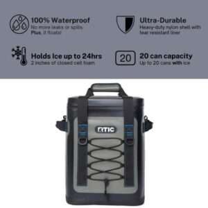 RTIC Backpack Cooler 20 Can, Insulated Portable Soft Cooler Bag Waterproof for Ice, Lunch, Beach, Drink, Beverage, Travel, Camping, Picnic, Car, Hiking, Blue/Grey