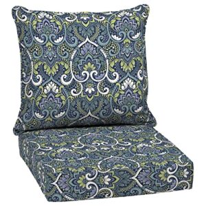 arden selections outdoor deep seating cushion set 24 x 24, sapphire aurora blue damask