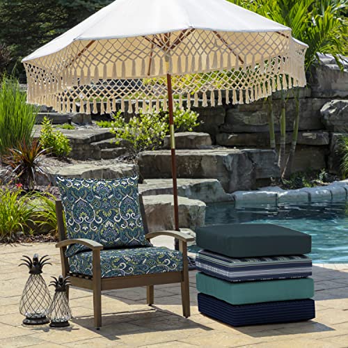 Arden Selections Outdoor Deep Seating Cushion Set 24 x 24, Sapphire Aurora Blue Damask