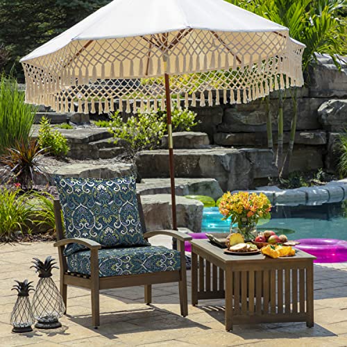 Arden Selections Outdoor Deep Seating Cushion Set 24 x 24, Sapphire Aurora Blue Damask