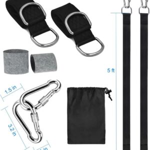 Anti-Broke Tree Swing Hanging Straps Kit Holds 2000 lbs Heavy Duty 5FT Extra Long, 2 PCS Tree Swing Straps Waterproof Straps/ 2 Safer Lock Carabiners/ 1 Bag, for Hammock, Camping, Easy Installation