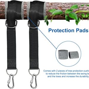 Anti-Broke Tree Swing Hanging Straps Kit Holds 2000 lbs Heavy Duty 5FT Extra Long, 2 PCS Tree Swing Straps Waterproof Straps/ 2 Safer Lock Carabiners/ 1 Bag, for Hammock, Camping, Easy Installation