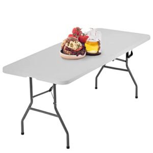 bestoffice 6ft picnic table folding table camping table plastic table fold up table lock for party event,white