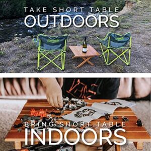 SHORT TABLE Simple Setup All-Purpose Use and Portability - Beach, Picnic, Camp, Or As A Gift - Original Slatted Table (Height 10”)