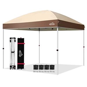aigocano canopy tent,outdoor 10×10 pop up canopy, instant tents for parties with roller bag,4 sandbags,portable easy up canopies (brown)