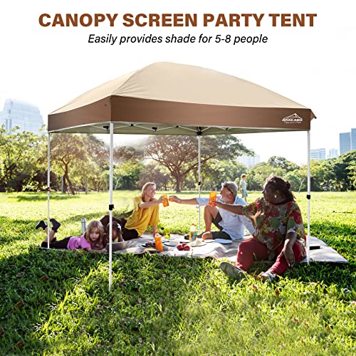 AIGOCANO Canopy Tent,Outdoor 10x10 Pop Up Canopy, Instant Tents for Parties with Roller Bag,4 Sandbags,Portable Easy Up Canopies (Brown)