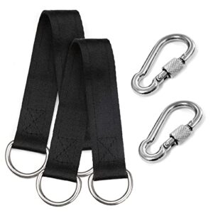 Tree Swing Hanging Straps Kit, 5FT Extra Long Straps, Heavy Duty Holds 2200LBS with Safer Lock Snap Carabiners & Carry Pouch Bag, Hanging Straps Kit for Tree Swing & Hammocks