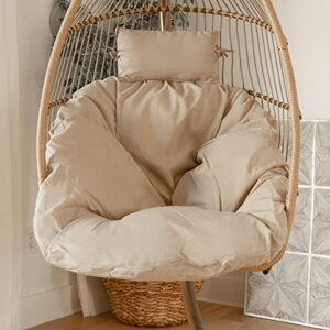 Barton Hanging Hammock Egg Chair Lounge Chair Soft Deep Cushion with Hammock Stand (Beige)