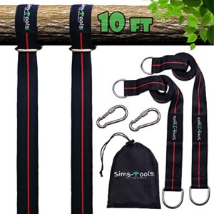 tree swing straps hanging kit – two 10ft extra long heavy duty 2200lbs and two safe lock snap carabiner – perfect for any types of swing – fast and easy installation