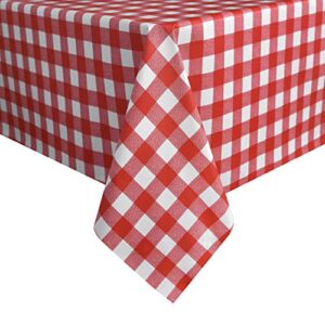 Obstal 100% Waterproof PVC Table Cloth, Oil-Proof Spill-Proof Vinyl Rectangle Tablecloth, Wipeable Table Cover for Outdoor and Indoor Use, 54x78 Inch, Red and White Checkered Pattern