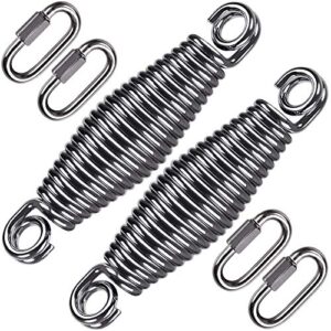 seleware heavy duty swing springs for hammock chair, porch swing, hammock stands mount, innovative conical shape & double closed ring design up to 400 lbs, w/locking carabiners(2 pack)
