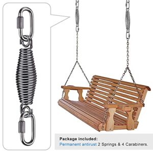 SELEWARE Heavy Duty Swing Springs for Hammock Chair, Porch Swing, Hammock Stands Mount, Innovative Conical Shape & Double Closed Ring Design Up to 400 lbs, w/Locking Carabiners(2 Pack)