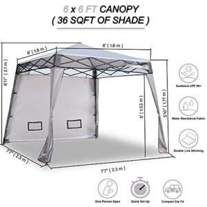 EzyFast Elegant Pop Up Beach Shelter, Compact Instant Canopy Tent, Portable Sports Cabana, 7.5 x 7.5 ft Base / 6 x 6 ft top for Hiking, Camping, Fishing, Picnic, Family Outings (6 x 6, A Khaki)