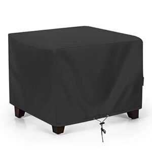 sunpatio outdoor ottoman cover, waterproof square coffee table cover, patio furniture side table cover, all weather protection, 26w x 26d x 18h, black