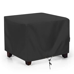 SunPatio Outdoor Ottoman Cover, Waterproof Square Coffee Table Cover, Patio Furniture Side Table Cover, All Weather Protection, 26W x 26D x 18H, Black