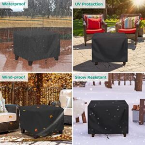 SunPatio Outdoor Ottoman Cover, Waterproof Square Coffee Table Cover, Patio Furniture Side Table Cover, All Weather Protection, 26W x 26D x 18H, Black