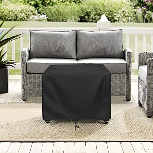 SunPatio Outdoor Ottoman Cover, Waterproof Square Coffee Table Cover, Patio Furniture Side Table Cover, All Weather Protection, 26W x 26D x 18H, Black