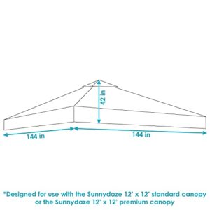 Sunnydaze 12x12 Foot Premium Pop-Up Canopy Shade with Vent - Heavy-Duty Square PU-Coated 150D Oxford Fabric Replacement Top for Canopy - Gray