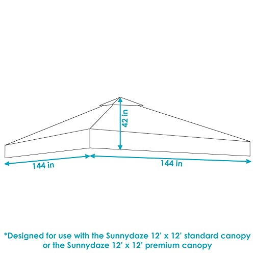 Sunnydaze 12x12 Foot Premium Pop-Up Canopy Shade with Vent - Heavy-Duty Square PU-Coated 150D Oxford Fabric Replacement Top for Canopy - Gray