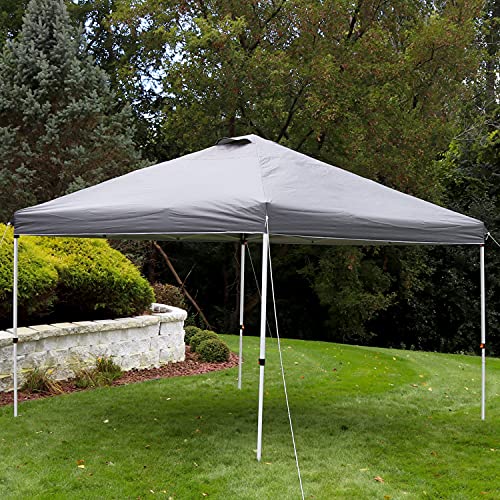 Sunnydaze 12x12 Foot Premium Pop-Up Canopy Shade with Vent - Heavy-Duty Square PU-Coated 150D Oxford Fabric Replacement Top for Canopy - Gray