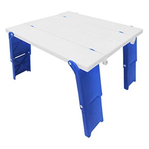 portable folding beach table for sand foldable adjustable side table desk for camping picnic bbq with carry bag, blue