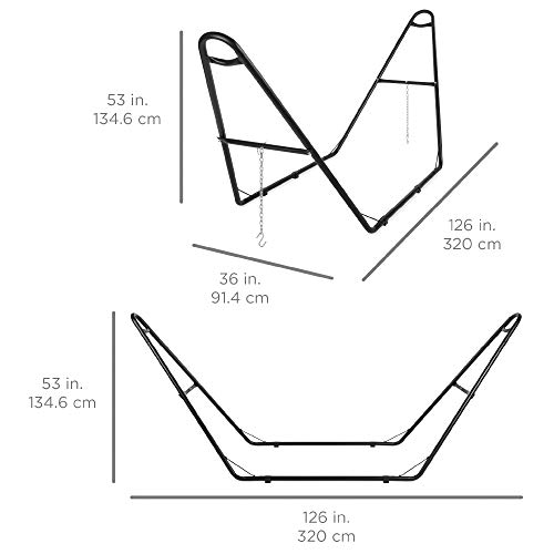 Best Choice Products 450lb Weight Capacity Adjustable Portable Hammock Stand, Outdoor Patio Weather-Resistant Steel for 9-14ft Hammocks w/Hanging Hooks, Powder-Coated Finish, Carrying Bag