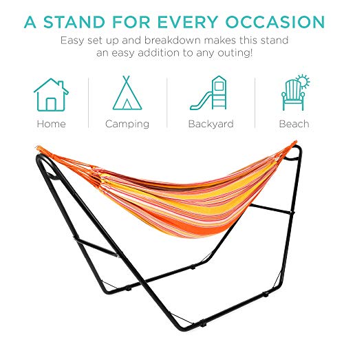 Best Choice Products 450lb Weight Capacity Adjustable Portable Hammock Stand, Outdoor Patio Weather-Resistant Steel for 9-14ft Hammocks w/Hanging Hooks, Powder-Coated Finish, Carrying Bag