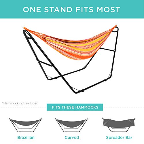 Best Choice Products 450lb Weight Capacity Adjustable Portable Hammock Stand, Outdoor Patio Weather-Resistant Steel for 9-14ft Hammocks w/Hanging Hooks, Powder-Coated Finish, Carrying Bag