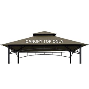coastshade 8 x 5 grill bbq gazebo double tiered replacement canopy roof outdoor barbecue gazebo tent roof top (khaki)