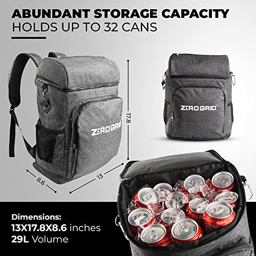 Backpack Cooler Insulated Leak Proof Bag 32 Cans for The Beach, Hiking, Picnic, Ice Down and Keep Food and Drink Cool for The Day, Cooler Bookbag Men and Women, Large and Small Compartment Storage
