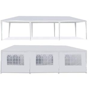 heavy duty canopy event tent-10’x30′ outdoor white gazebo party wedding tent, sturdy steel frame shelter w/8 removable sidewalls waterproof sun snow rain shelter tent (10′ x 30′ with 8 sidewalls)
