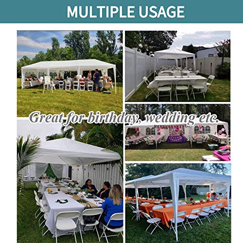 Heavy Duty Canopy Event Tent-10'x30' Outdoor White Gazebo Party Wedding Tent, Sturdy Steel Frame Shelter w/8 Removable Sidewalls Waterproof Sun Snow Rain Shelter Tent (10' x 30' with 8 sidewalls)