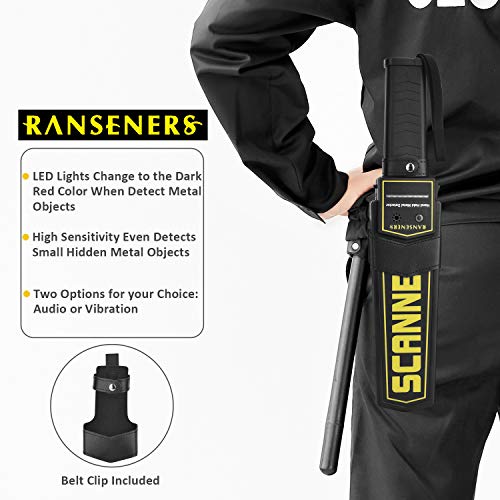 RANSENERS Handheld Metal Detector Wand, Battery Powered, Security Wand with Light