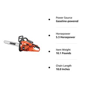 Chain Saw, Gas, 18 In. Bar, 40.2CC