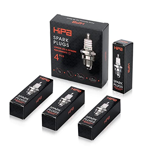 Hipa BPR6ES Nickel Standard Spark Plug Replace for NGK BPR6ES Champion RN9YC RN11YC Honda 98079-56846 GCV160 GCV190 GX100 GX140 GX160 GX200 GX340 GX390(4 Pack)