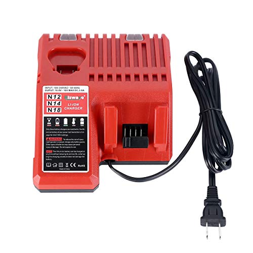 Biswaye M12 M18 Multi-Voltage Rapid Charger 48-59-1812 Compatible with Milwaukee 12V-18V Lithium Battery M12 M18 M14 48-11-1850 48-11-1852 48-11-1828 48-11-2411 48-11-2460