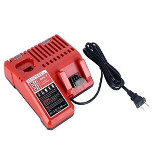 Biswaye M12 M18 Multi-Voltage Rapid Charger 48-59-1812 Compatible with Milwaukee 12V-18V Lithium Battery M12 M18 M14 48-11-1850 48-11-1852 48-11-1828 48-11-2411 48-11-2460