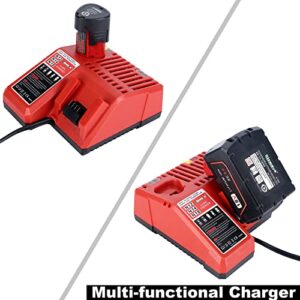 Biswaye M12 M18 Multi-Voltage Rapid Charger 48-59-1812 Compatible with Milwaukee 12V-18V Lithium Battery M12 M18 M14 48-11-1850 48-11-1852 48-11-1828 48-11-2411 48-11-2460