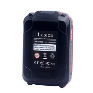 Lasica 2-Pack 20V Tool Battery 3.0 Ah Replacement for Craftsman V20 Battery CMCB202-2 CMCB201 CMCB204-2 Compatible with Craftsman V20 Max Cordless Power Tools CMCS714M1 CMCV002B CMCW220B CMCS600B