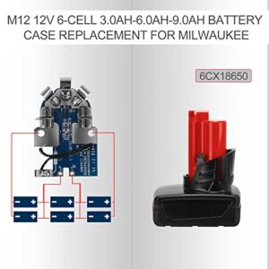 M12 12V 6-Cell 3.0Ah-6.0Ah-9.0Ah Battery Case Replacement for Milwaukee, Battery Broken Plastic Case Replacement Repair Kit Part(No Battery Included)
