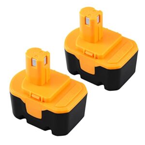 2packs 3600mah 14.4 volt ni-mh replacement battery compatible with ryobi 14.4v battery r10521 ry6201 ry6202 130224010 130224011 130281002 1314702 1400144 1400655 1400656 1400671 cordless power tools