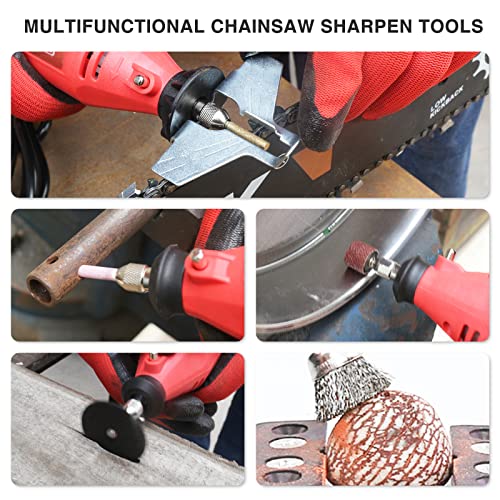 SARRED Electric Chainsaw Sharpener Kit, Handheld Portable 180W Power Chain Saw Sharpen Tool Set, Multi-Purpose Blade Sharpening File with 58 Accessories for Chain Sharpening, Crafting Projects